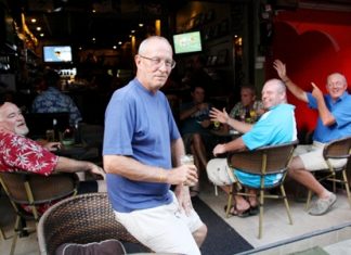 Terry Wagner celebrates his Monday win back at The Golf Club Bar.